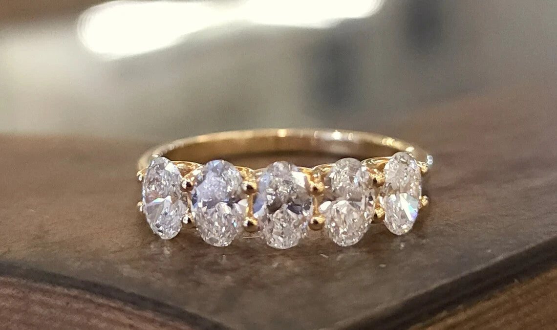 Eternity Band - Half Oval Moissanite Diamonds