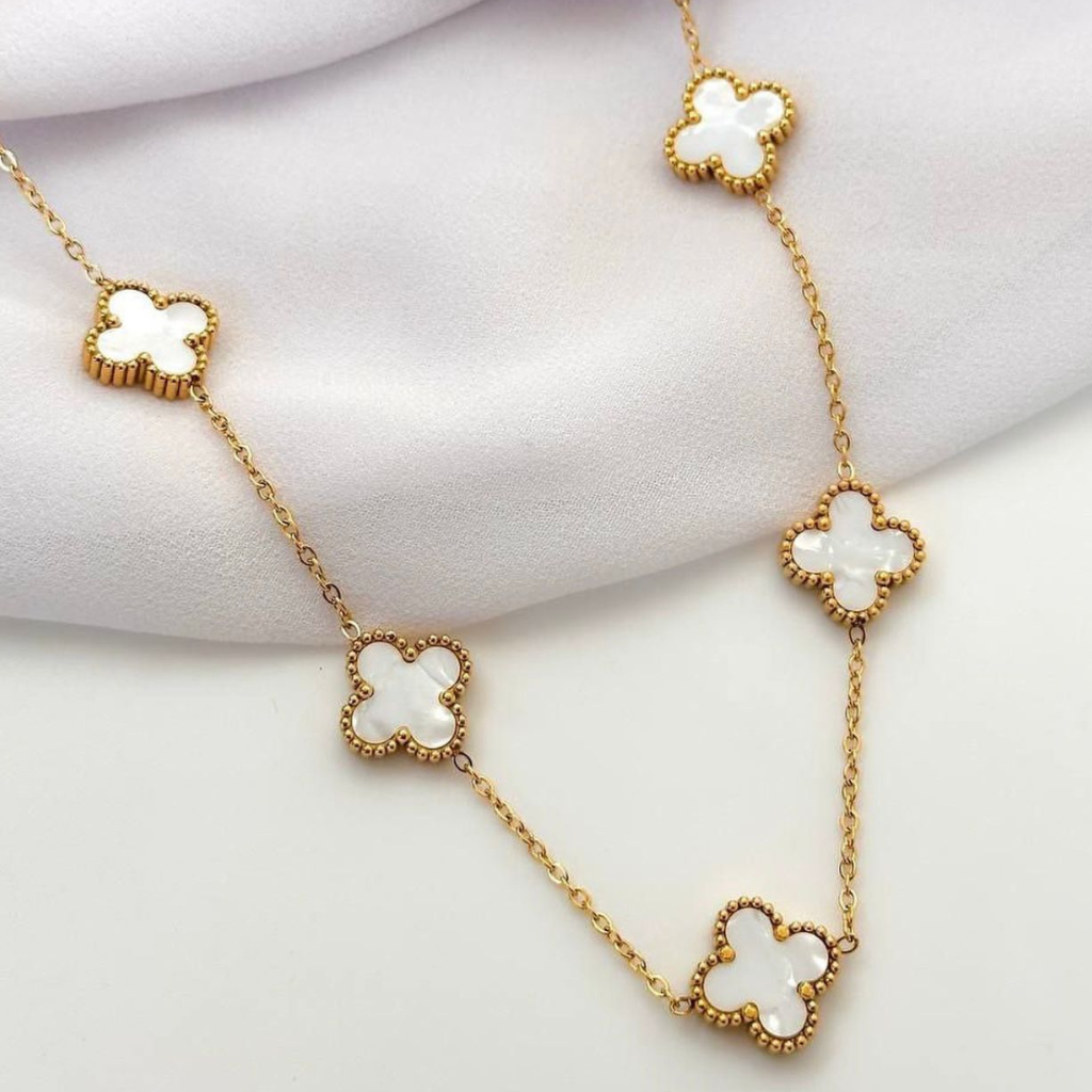 Ten Clover Necklace - White